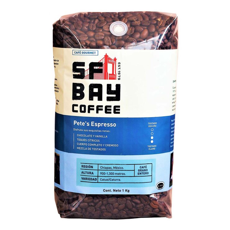 San Francisco Bay Coffee Pete´s Espresso Café en Grano de Chiapas 1 kg