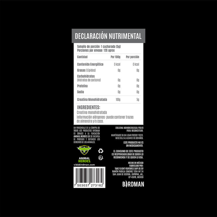 Creatina Monohidratada Birdman 600 gr — Imagen 2 de 4