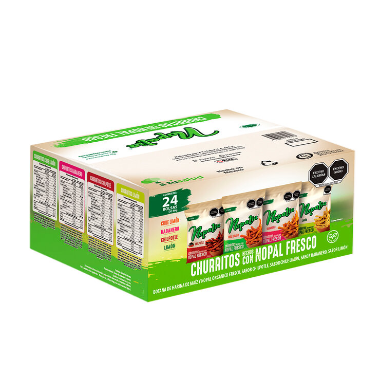 Nopalia Surtido de Churritos de Nopal Fresco 24 pzas de 80 g