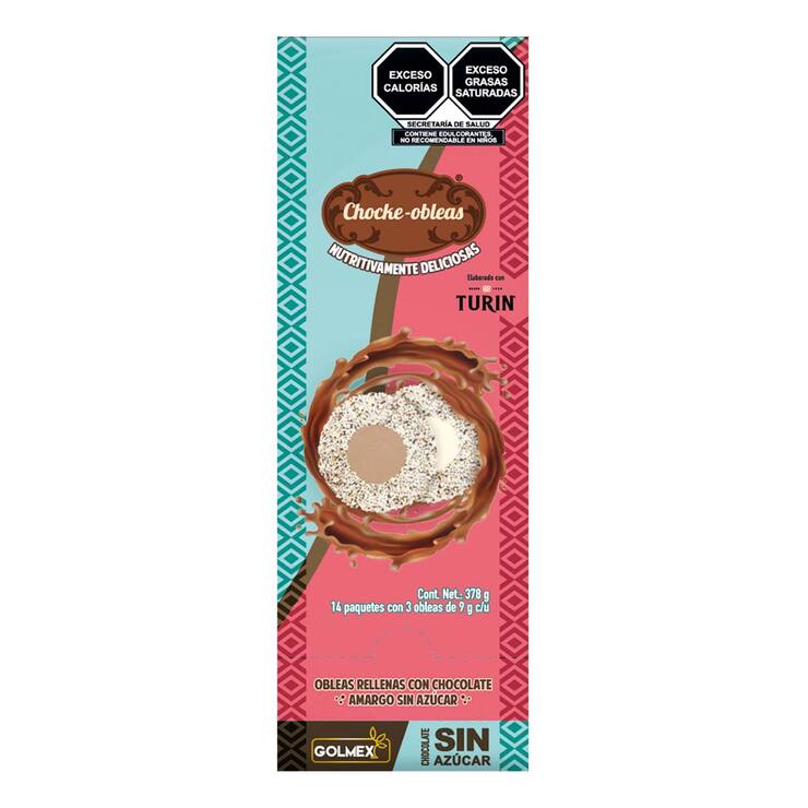 Chocke Obleas Rellenas con Chocolate Turín sin Azúcar 14 pzas de 27 g — Imagen 1 de 3