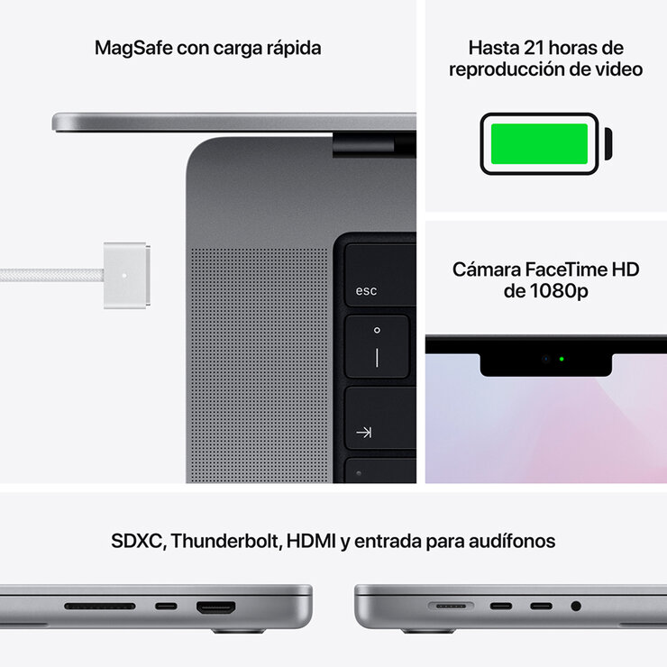 Apple MacBook Pro 16" Chip M1 Pro 512GB Gris Espacial — Imagen 4 de 4