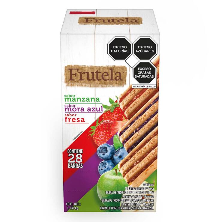 Frutela Barras Sabor Manzana, Mora Azul y Fresa 28 pzas de 37 g — Imagen 1 de 2