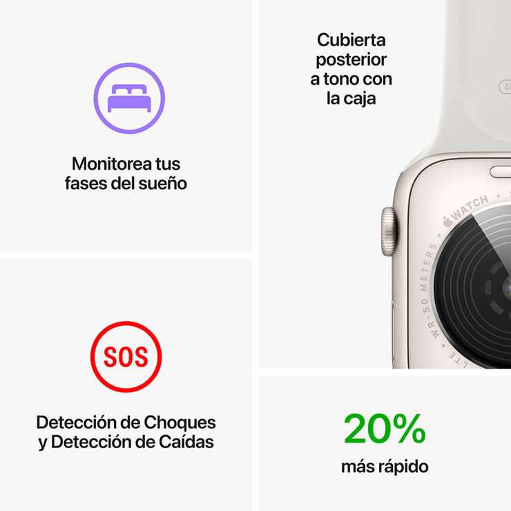 Apple Watch SE (GPS + Celular) Caja de Aluminio Blanco Estrella 40mm con correa deportiva color blanco estrella  — Imagen 3 de 4