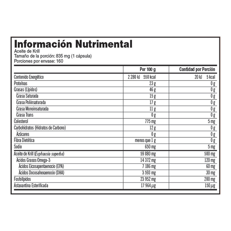 Kirkland Signature Aceite de Krill 500MG 160 cápsulas — Imagen 2 de 2