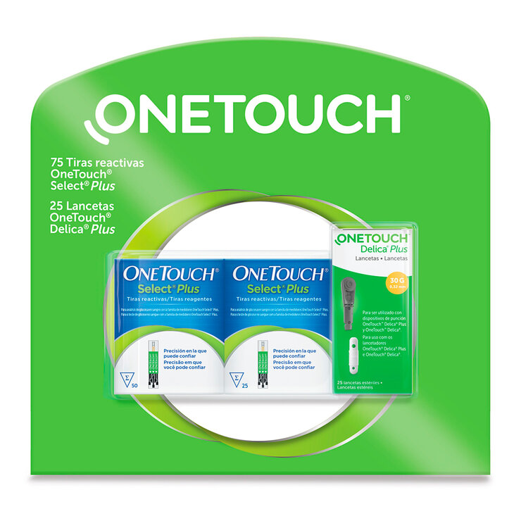 One Touch Tiras Reactivas Select Plus 75pz + 25 Lancetas — Imagen 1 de 4