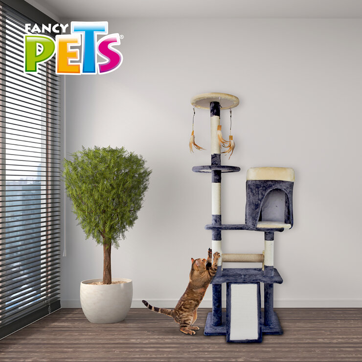 Fancy Pets Mueble para Gato con Escalera, Casa, Rampa, Juguete y Postes Rascadores 143 cm  — Imagen 4 de 4
