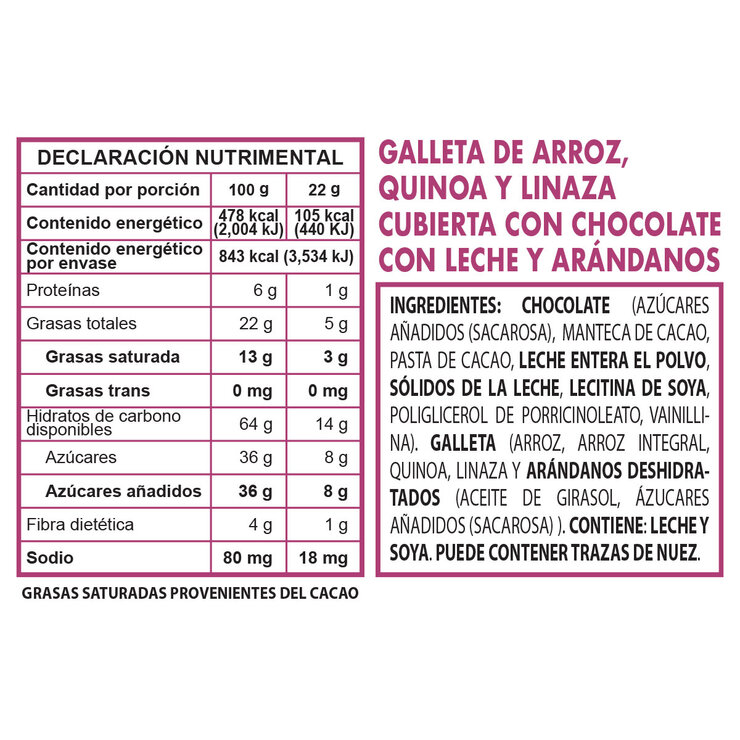 Alquimia Viva Galletas de Arroz, Quinoa y Linaza Cubiertas de Chocolate 352 g — Imagen 4 de 4