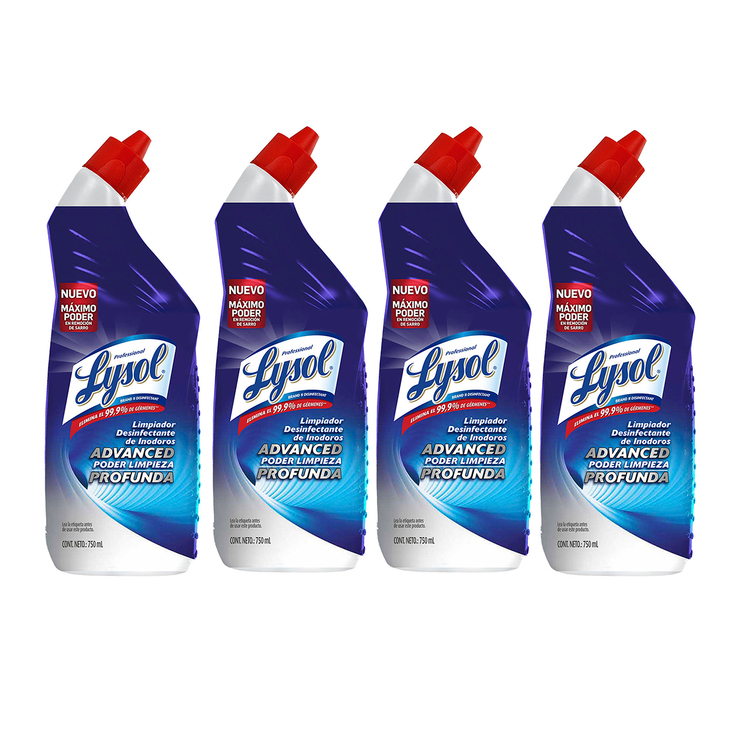 Lysol Advanced Limpiador Desinfectante para Inodoro 4 pzas de 750 ml — Imagen 1 de 4