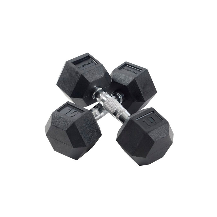 Inspire Fitness Juego de mancuernas de goma de 210 LB con estantería  — Imagen 2 de 4