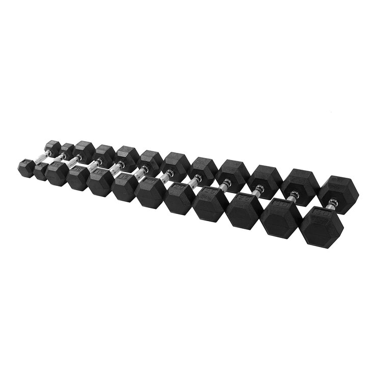 Inspire Fitness Juego de mancuernas de goma de 210 LB con estantería  — Imagen 3 de 4