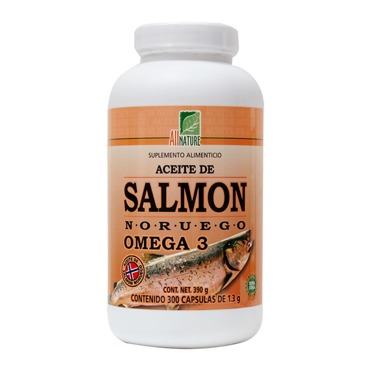 All Nature Aceite de Salmón Noruego Omega 3 300 Cápsulas