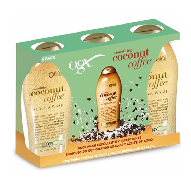 Jabón y Exfoliante Líquido Corporal de Coco y Café, OGX, 3 piezas — Imagen 2 de 3