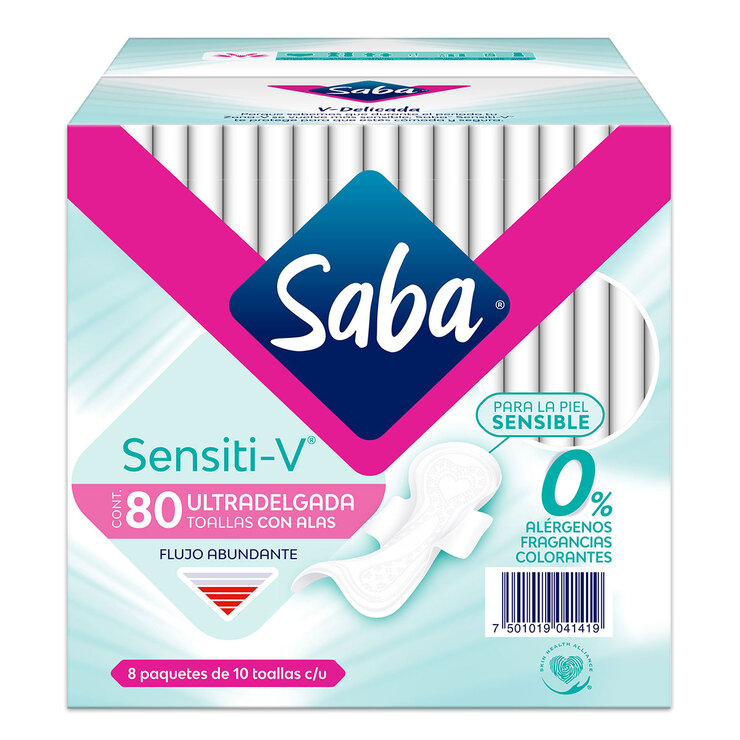Saba Sensitiv Toallas Femeninas 80 pzas — Imagen 1 de 4