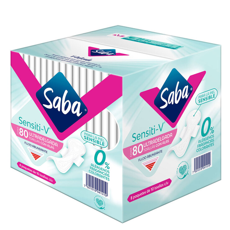 Saba Sensitiv Toallas Femeninas 80 pzas — Imagen 3 de 4