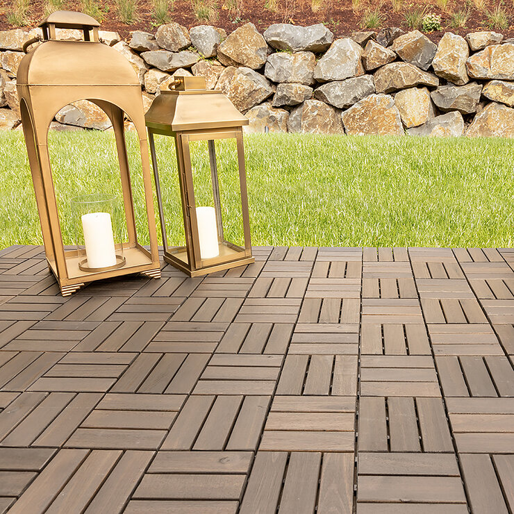Hanie Design, Piso de Madera para Exterior, Color Gris Oscuro — Imagen 4 de 4