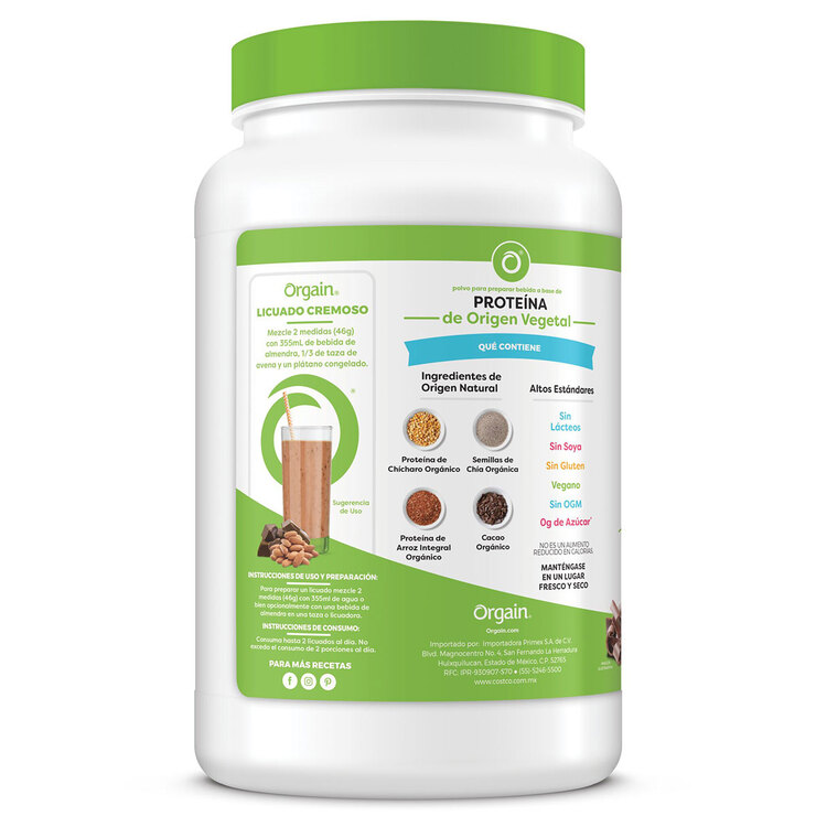 Proteína Orgánica en Polvo Sabor Chocolate, Orgain, 1.2 kg — Imagen 4 de 4