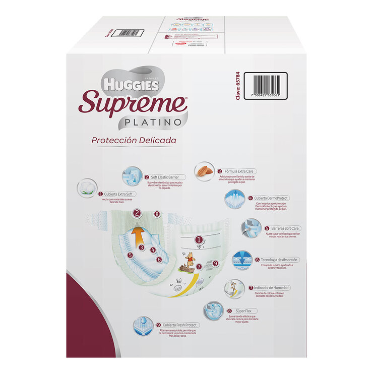 Huggies Supreme Platino Pañales Etapa 6 Unisex 120 pzas  — Imagen 3 de 4