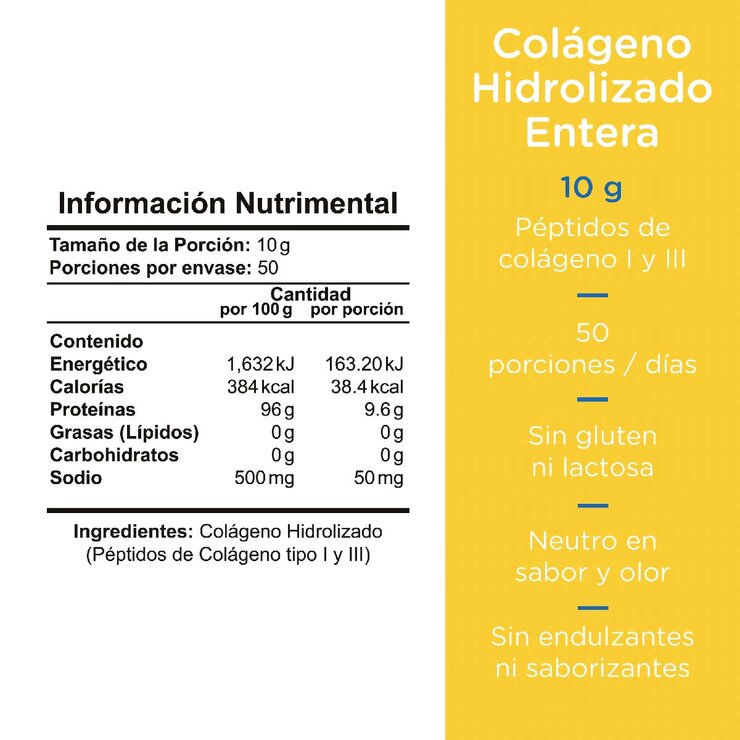 Entera Colágeno Hidrolizado en polvo 500g — Imagen 3 de 3