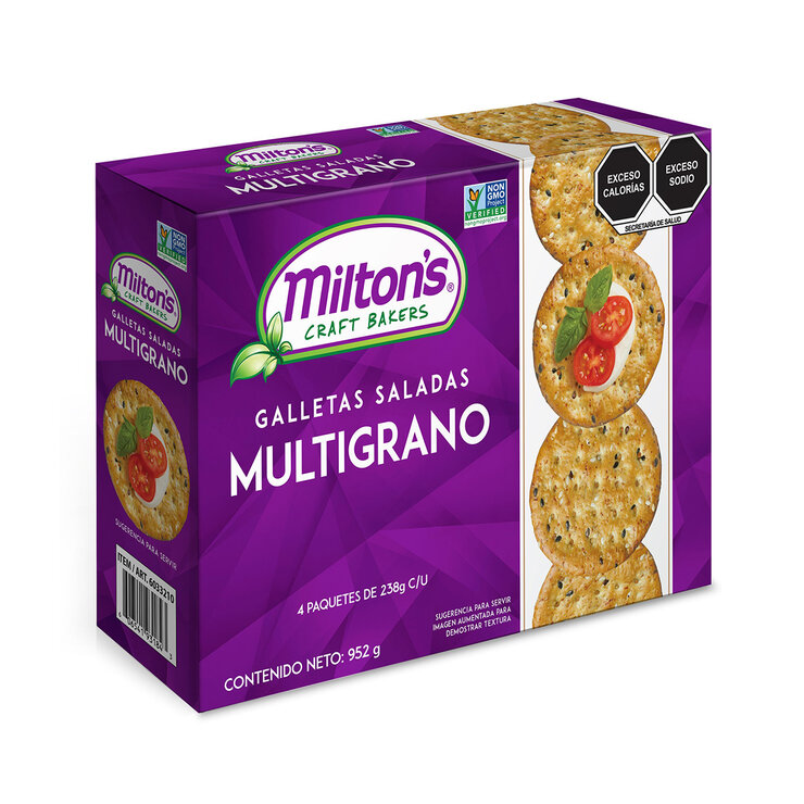 Milton's Galletas Saladas Multigrano 4 pzas de 238 g — Imagen 2 de 3