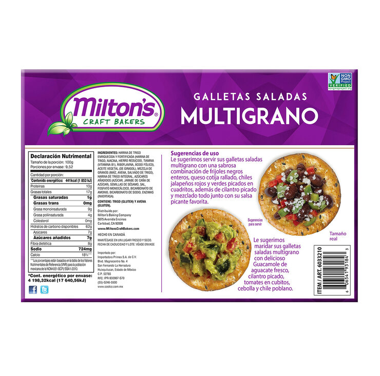 Milton's Galletas Saladas Multigrano 4 pzas de 238 g — Imagen 3 de 3