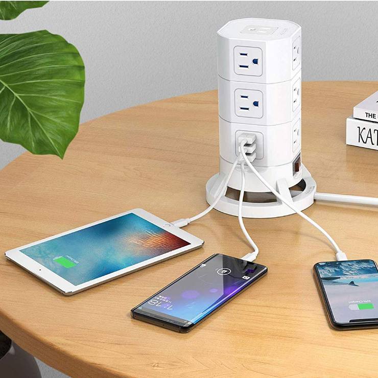 Bestek, Torre Alimentación de 12 Tomas Eléctricas con 3 Puertos USB — Imagen 1 de 4