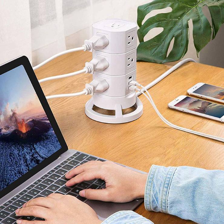 Bestek, Torre Alimentación de 12 Tomas Eléctricas con 3 Puertos USB — Imagen 4 de 4