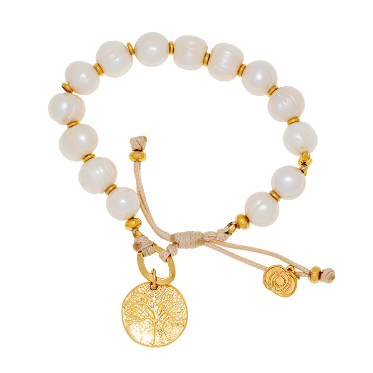 Ablime, Pulsera Nudos, en Baño de Oro y Perla de Río — Imagen 1 de 4