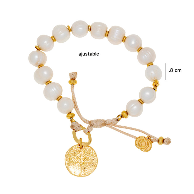 Ablime, Pulsera Nudos, en Baño de Oro y Perla de Río — Imagen 2 de 4