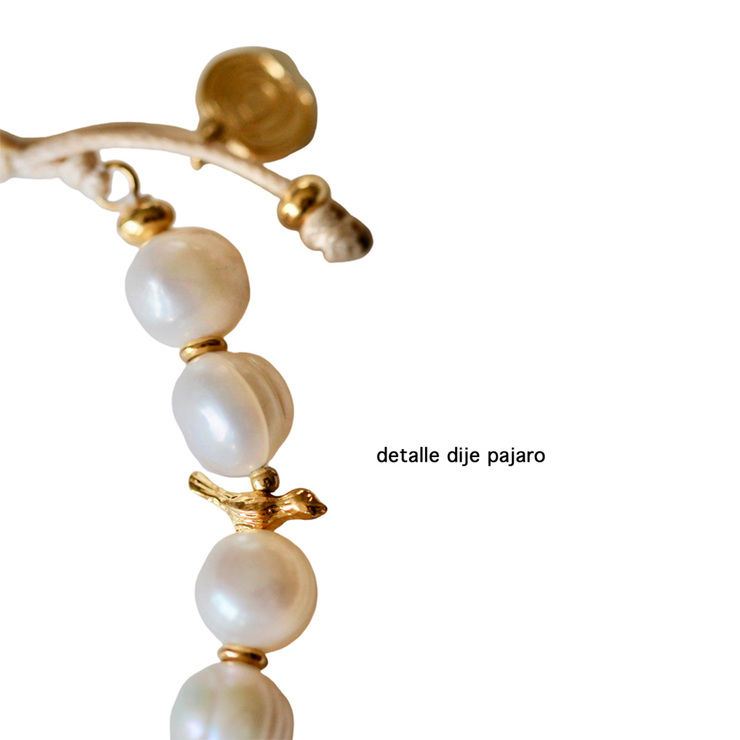 Ablime, Pulsera Nudos, en Baño de Oro y Perla de Río — Imagen 3 de 4
