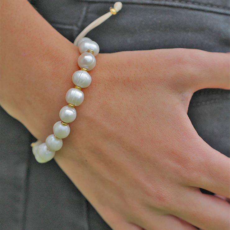 Ablime, Pulsera Nudos, en Baño de Oro y Perla de Río — Imagen 4 de 4
