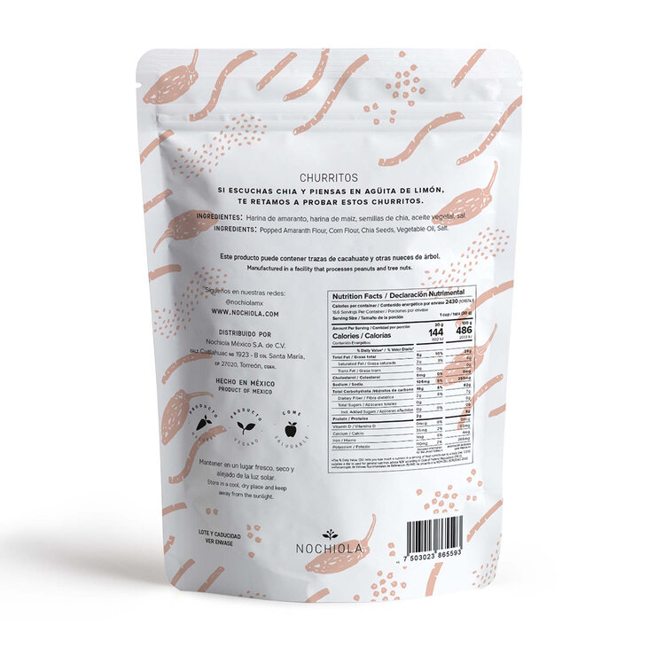 Nochiola Churritos de Amaranto con Chía 500 g — Imagen 2 de 3