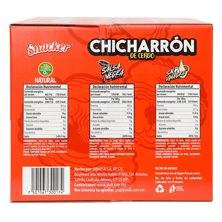 Snacker Chicharrón de Cerdo Paquete Surtido 21 pzas de 30 g — Imagen 3 de 3