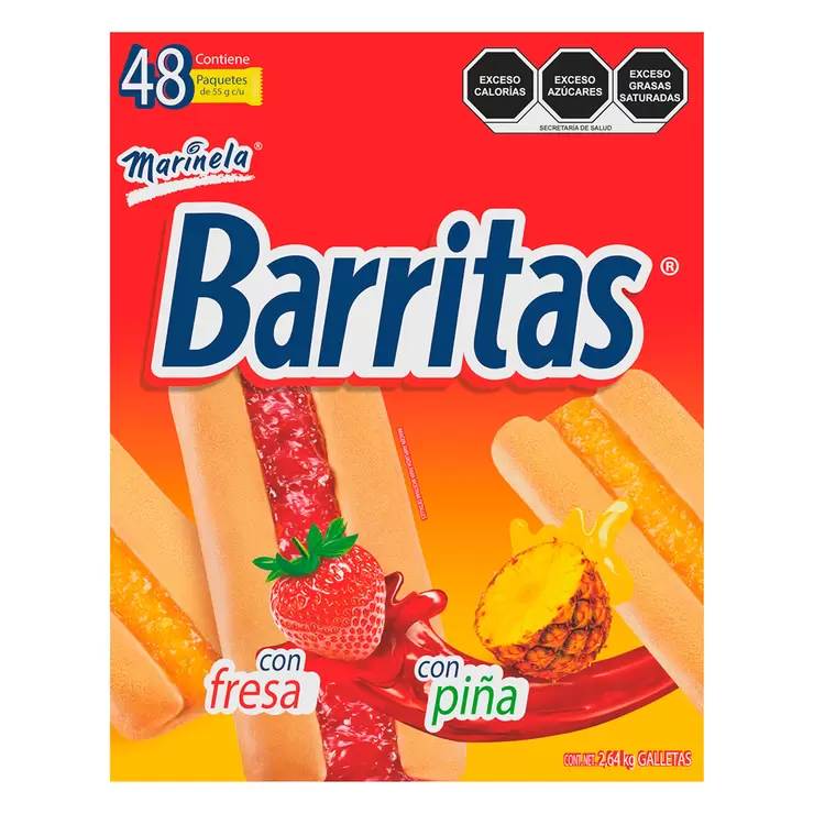 Marinela Barritas de Fresa y Piña 48 pzas de 55 g — Imagen 1 de 4