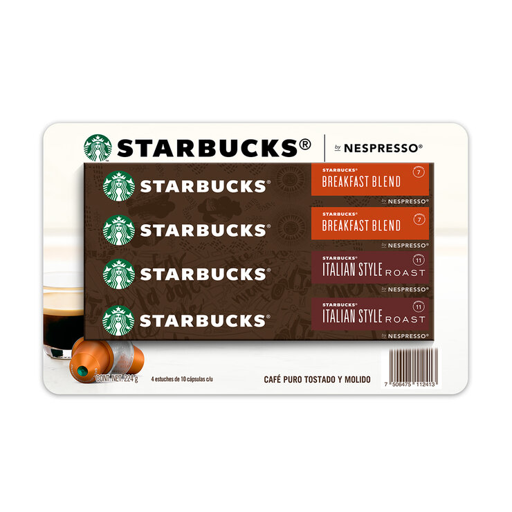 Starbucks Cápsulas Nespresso, Café Breakfast Blend y Italian Style Roast — Imagen 1 de 4