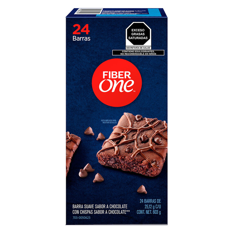 Fiber One Barras Suave Estilo Brownie con Chispas de Chocolate 24 pzas de 25 g — Imagen 1 de 2