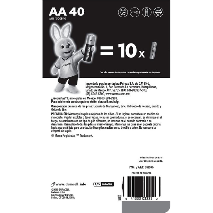 Duracell, Pilas Alcalinas AA de 40 piezas — Imagen 2 de 2