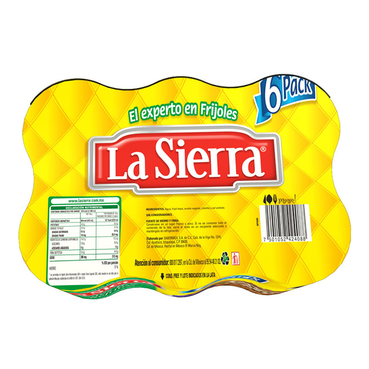 La Sierra Frijoles Bayos Refritos 6 pzas de 580 g — Imagen 2 de 3