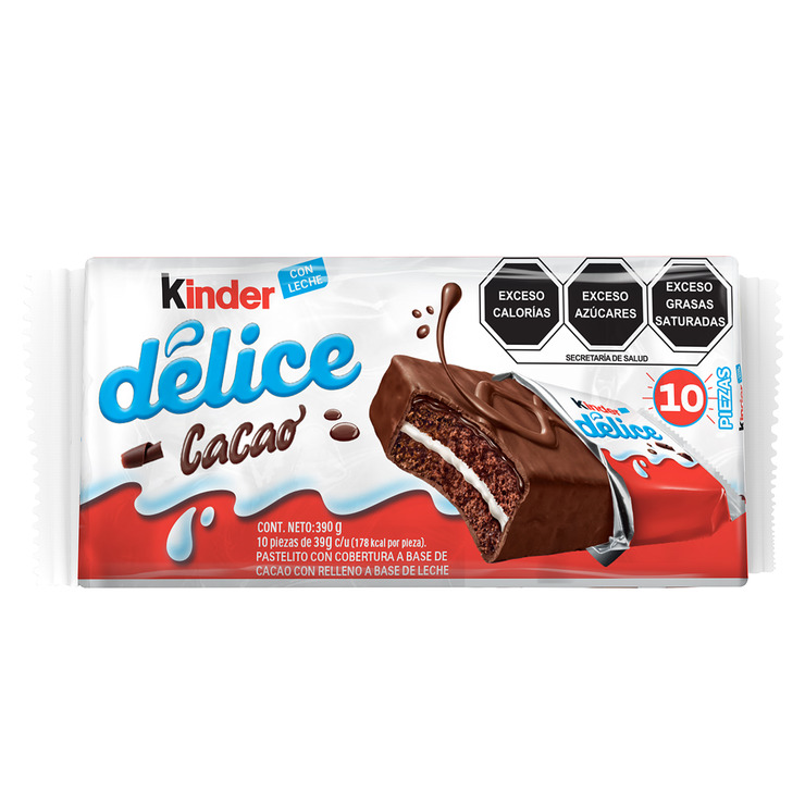 Kinder Délice Pastelito con Cobertura a Base de Cacao 10 pzas de 39 g — Imagen 1 de 4