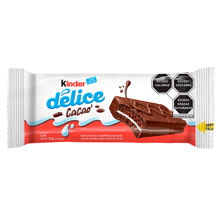 Kinder Délice Pastelito con Cobertura a Base de Cacao 10 pzas de 39 g — Imagen 2 de 4