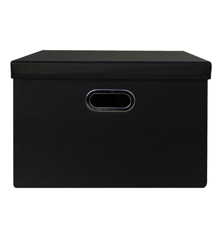 AG Box, Set de 3 Cajas de Almacenamiento de Piel Sintética Negras — Imagen 1 de 4