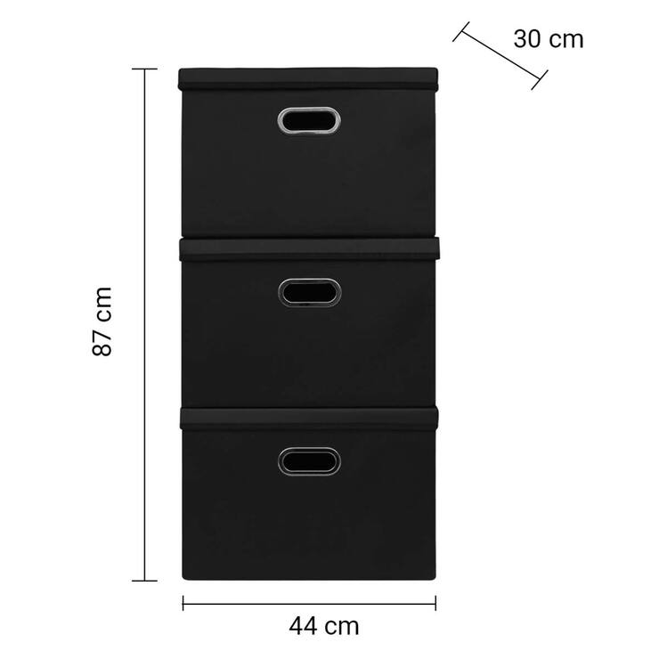 AG Box, Set de 3 Cajas de Almacenamiento de Piel Sintética Negras — Imagen 3 de 4