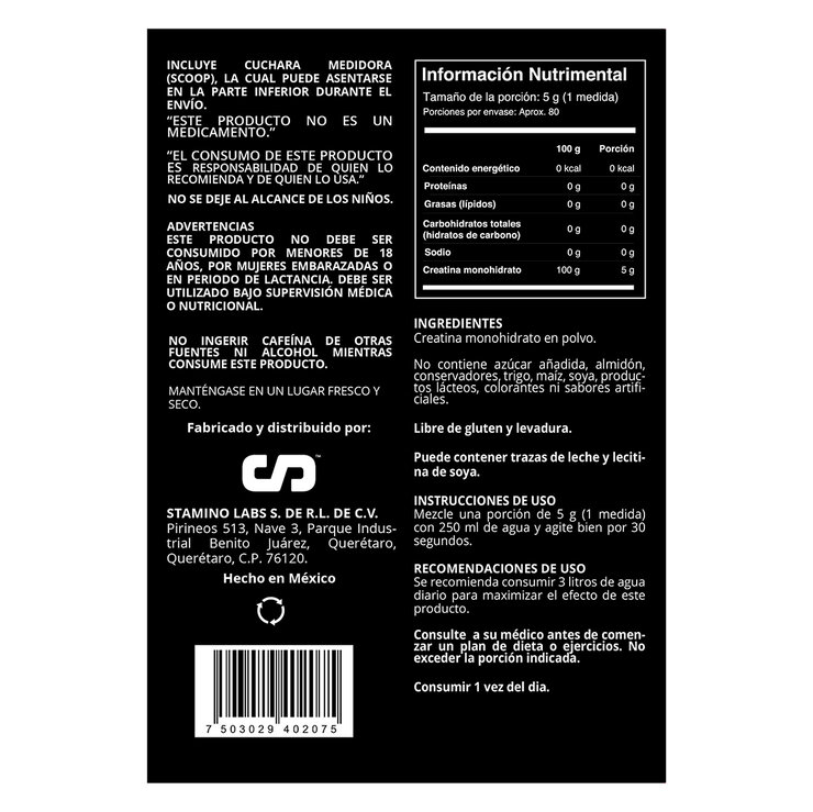 Stamino Labs Creatina 400 g — Imagen 3 de 3