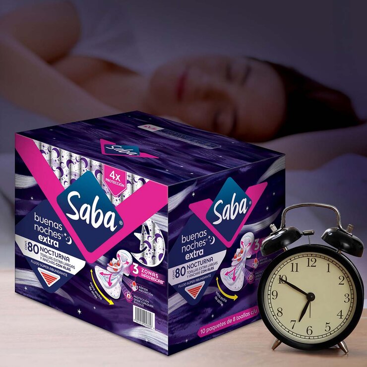 Saba Buenas Noches Extra Toallas Femeninas 80 Pzas — Imagen 2 de 4