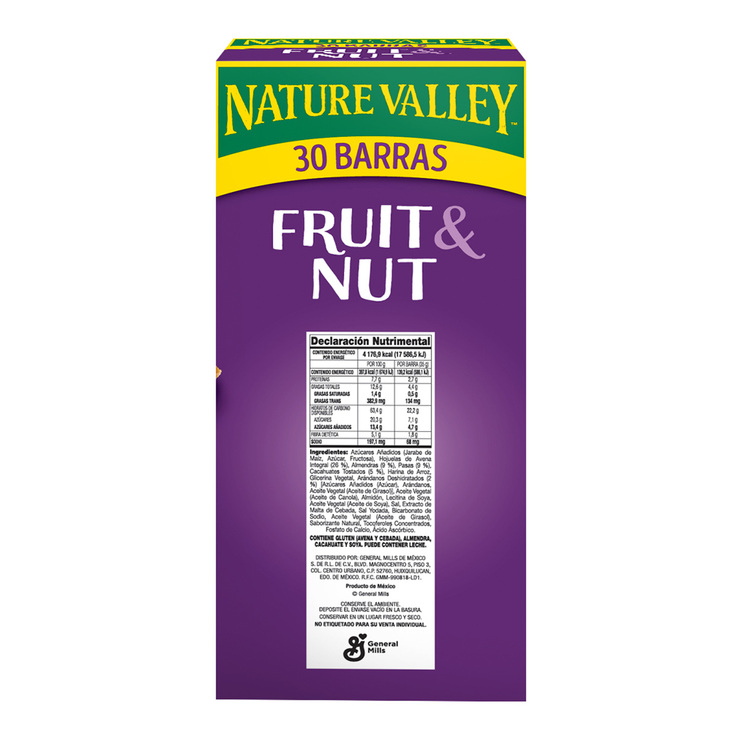 Nature Valley Fruit & Nut Barras Con Avena Integral 30 pzas de 35 g — Imagen 2 de 3