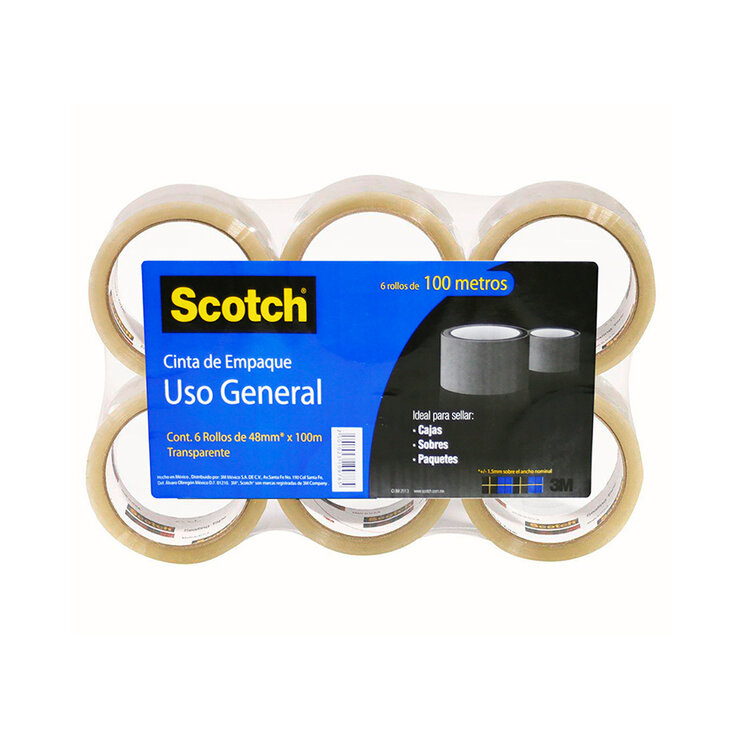 Scotch Cinta de Empaque Transparente 6 Piezas