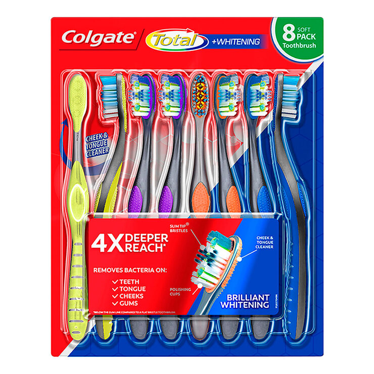 Colgate Cepillos de Dientes Total Whitening 8 pzas 