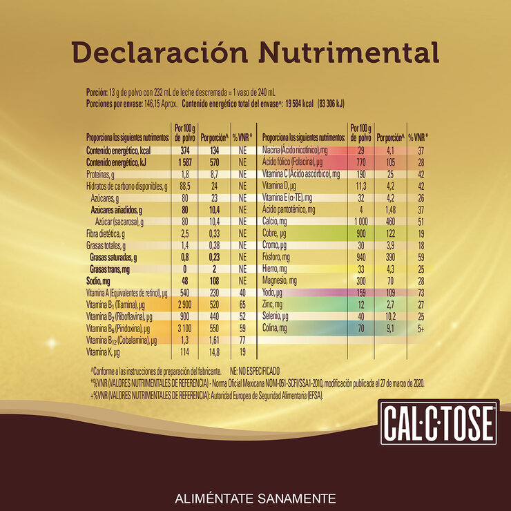 Cal-C-Tose Chocolate en Polvo Fortificado 1.9 kg — Imagen 4 de 4