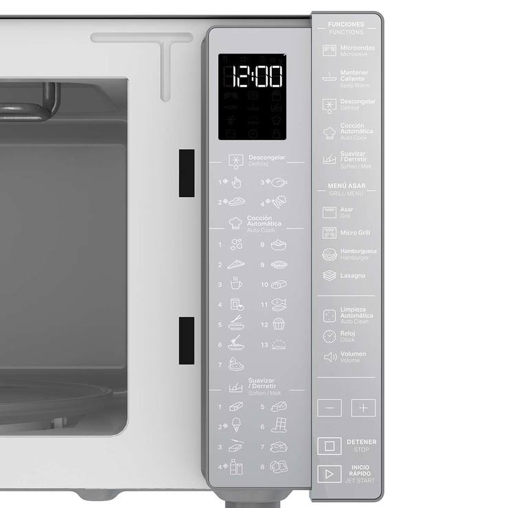 Microondas Whirlpool de 1.1' con potencia grill, color silver acabado espejo  — Imagen 3 de 4