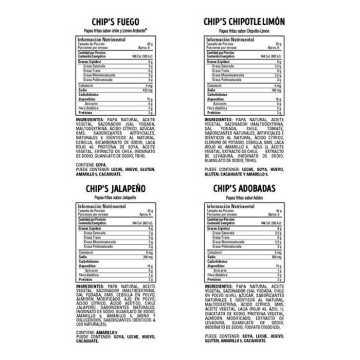 Chip's Papas Surtidas 4 pzas de 170 g — Imagen 4 de 4