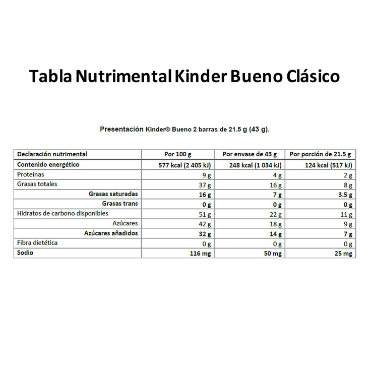 Kinder Bueno Barras Rellenas de Crema de Avellanas 10 pzas de 43 g — Imagen 3 de 4